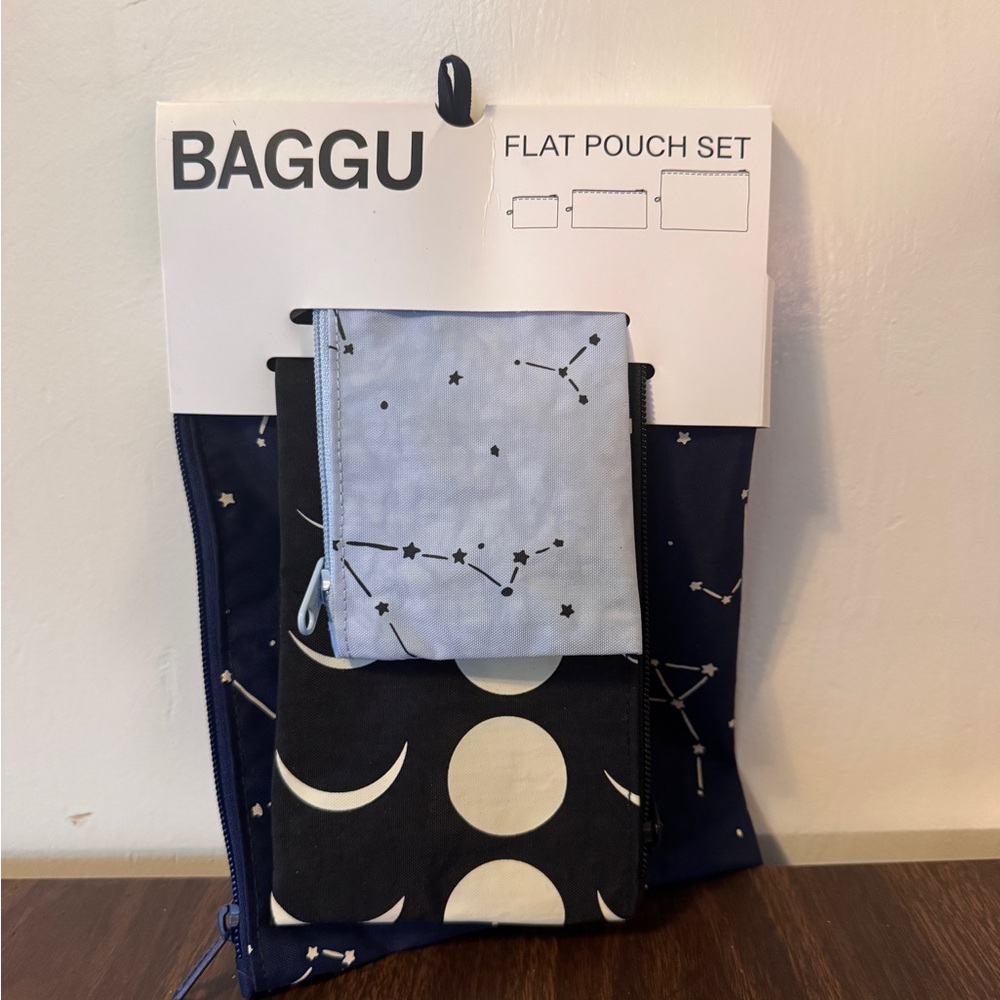 Baggu Flat Pouch Set Night Sky NWT